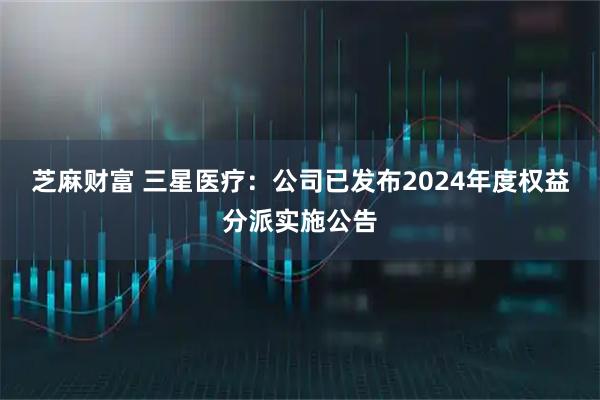 芝麻财富 三星医疗：公司已发布2024年度权益分派实施公告