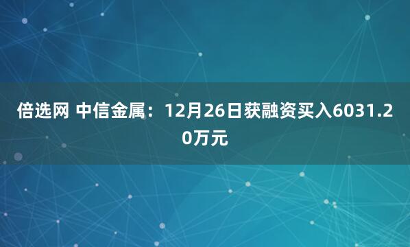 倍选网 中信金属：12月26日获融资买入6031.20万元