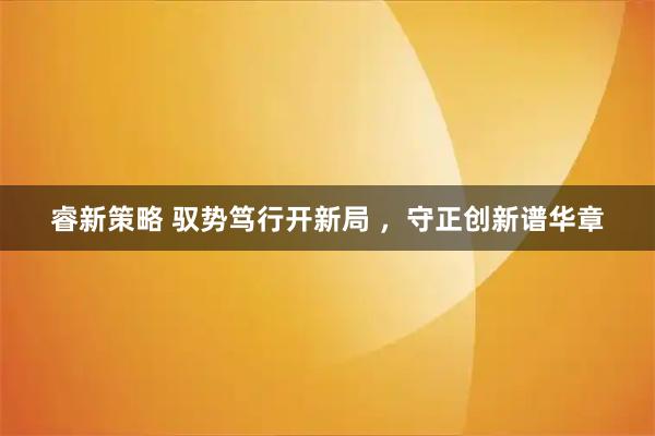 睿新策略 驭势笃行开新局 ，守正创新谱华章