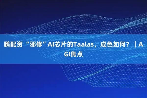 鹏配资 “邪修”AI芯片的Taalas，成色如何？｜AGI焦点